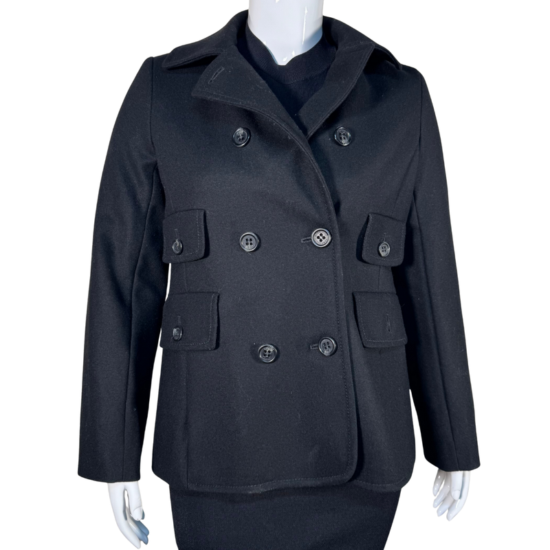 Load image into Gallery viewer, BCBG Maxazria Classic Black Wool-Blend Peacoat
