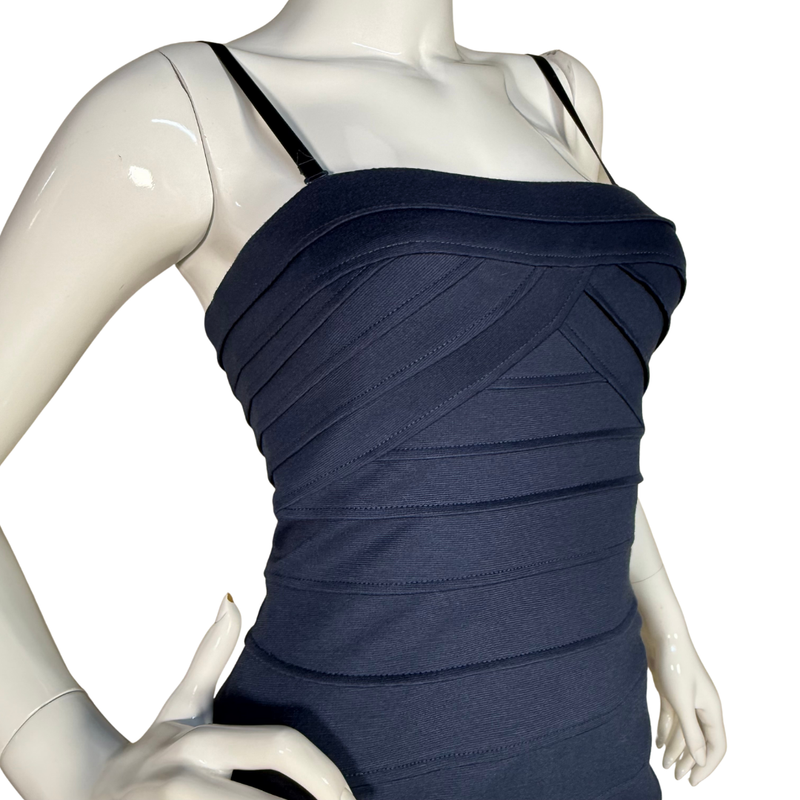 Load image into Gallery viewer, Navy blue dress on a mannequin against a white background
