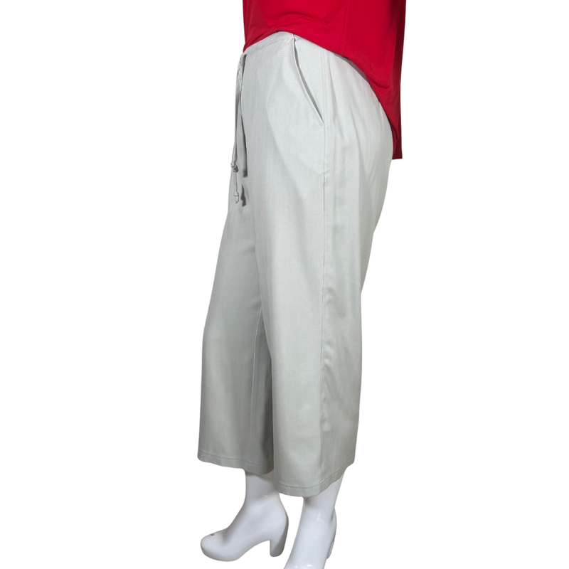Load image into Gallery viewer, Light gray wide-leg pants on a mannequin with a red top against a white background

