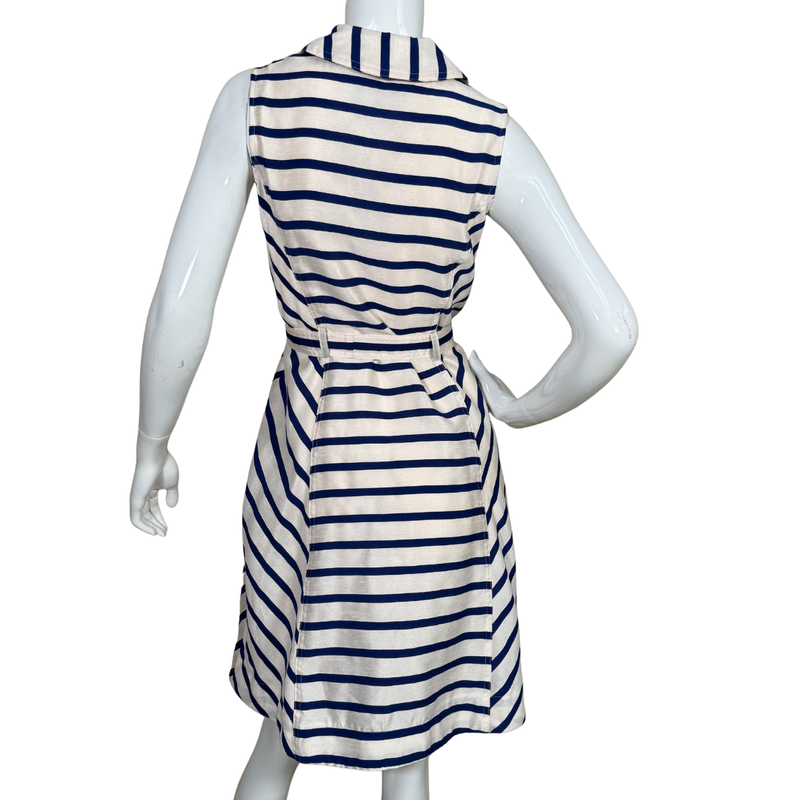 Load image into Gallery viewer, Mannequin wearing a blue and white striped dress on a white background

