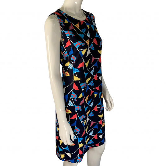 J. Mclaughlin Flag Print Stretchy Dress full side view on mannequin