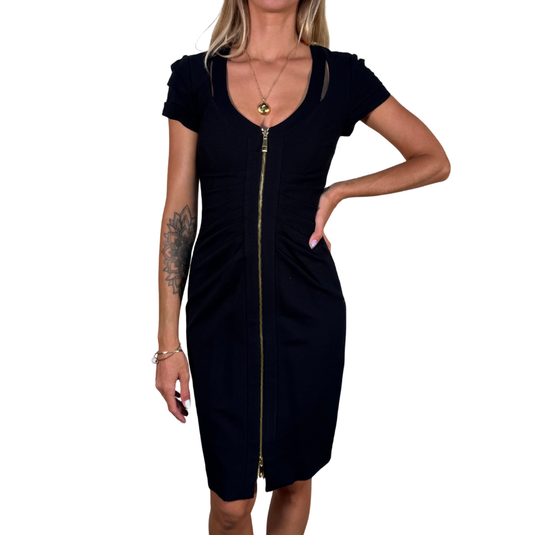 Cache Chic Zip-Up Black Bodycon Dress