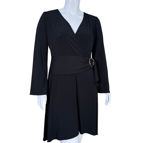 Calvin Klein Black Dress with Decorative Waist Belt offers a timeless silhouette with a modern twist