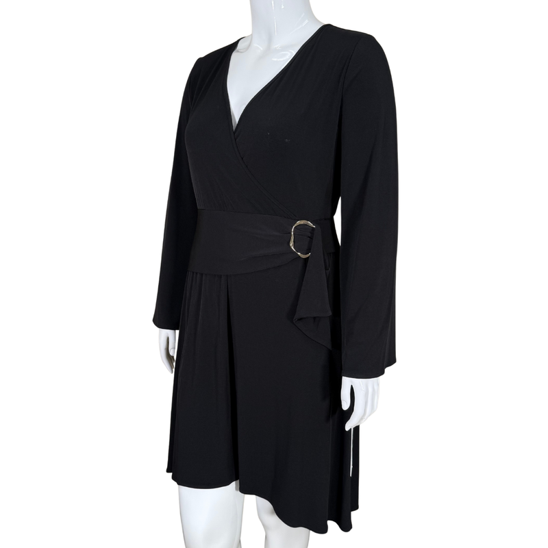 Load image into Gallery viewer, Calvin Klein Black Dress with Decorative Waist Belt offers a timeless silhouette with a modern twist
