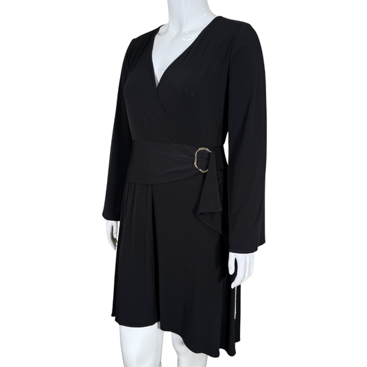 Calvin Klein Black Dress with Decorative Waist Belt offers a timeless silhouette with a modern twist
