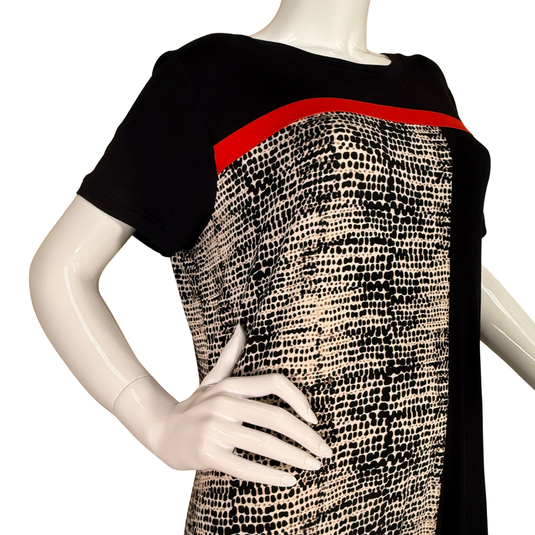 Calvin Klein Colorblock Patterned T-Shirt Dress blends comfort with contemporary design
