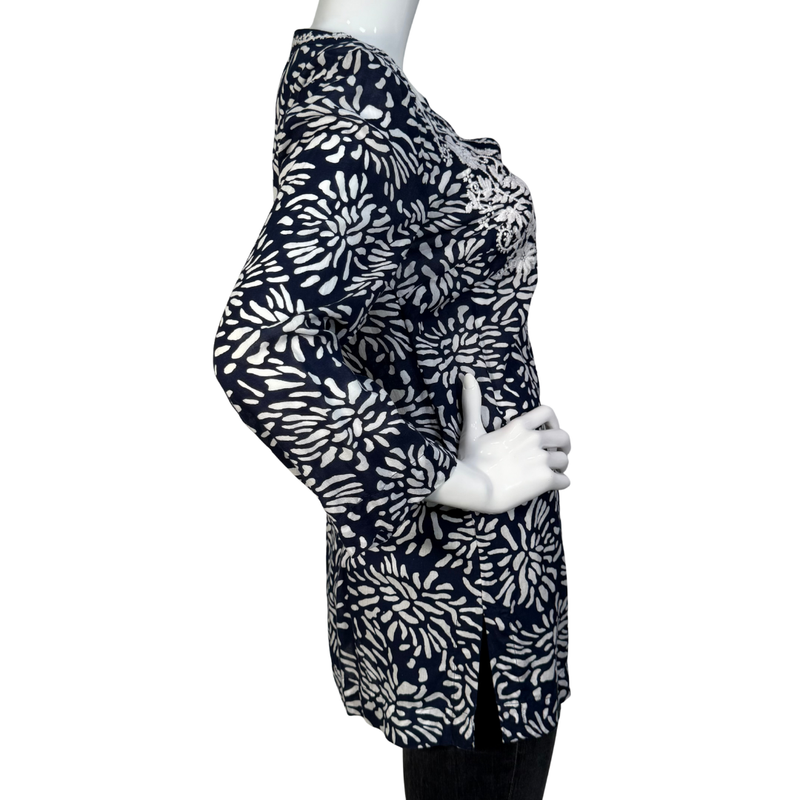 Load image into Gallery viewer, Charter Club Navy Embroidered Tunic Top
