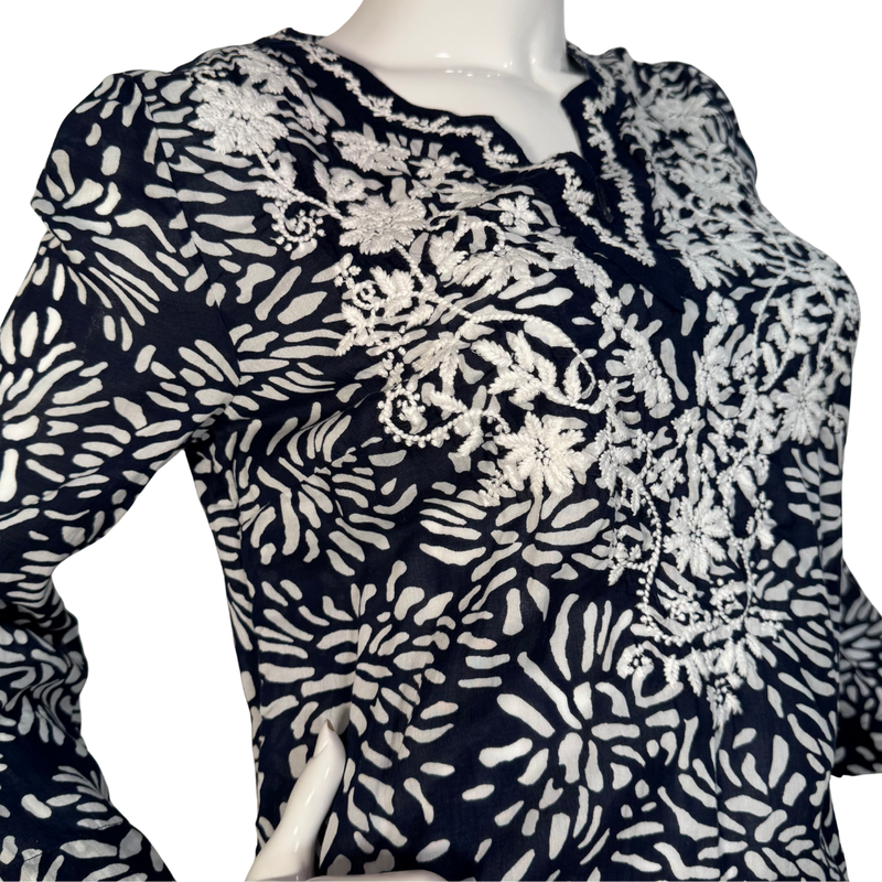 Load image into Gallery viewer, Charter Club Navy Embroidered Tunic Top
