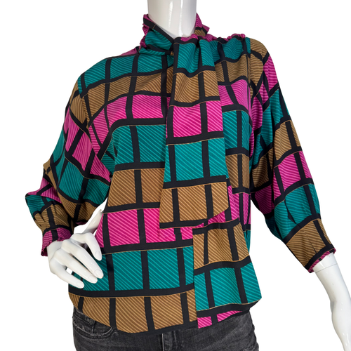 Christian Dior Vintage Geometric Silk Blouse