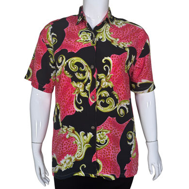 Chloé Black Baroque Inspired Blouse with Pink Elements