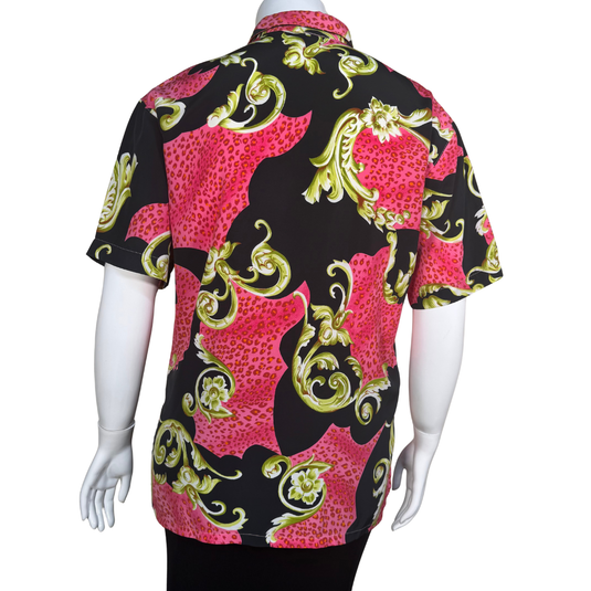 Chloé Black Baroque Inspired Blouse with Pink Elements