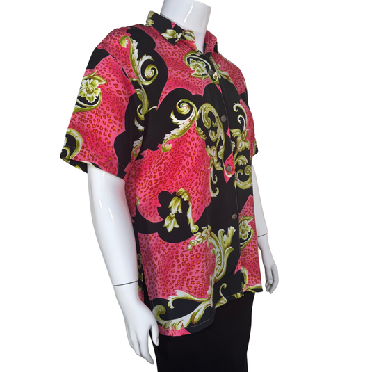 Chloé Black Baroque Inspired Blouse with Pink Elements
