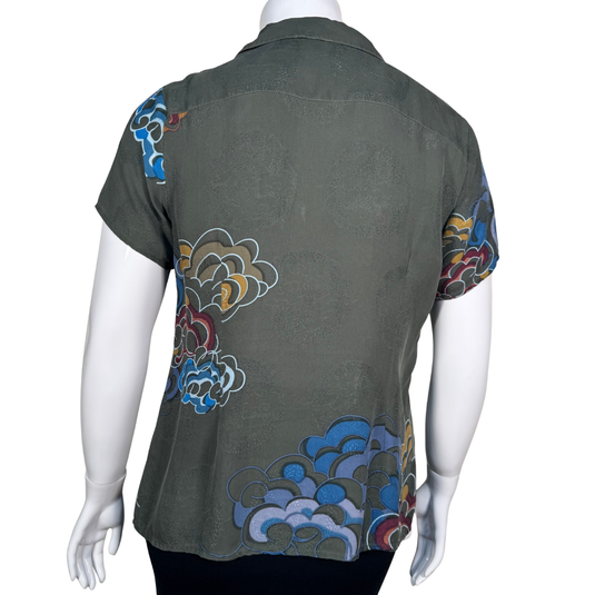 Citron Dark Green Blouse with Dragon Motives