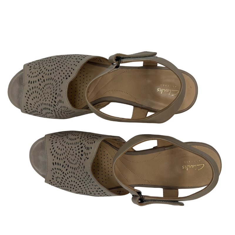 Load image into Gallery viewer, Clarks Cork Wedge Sandals with Cutout Design
