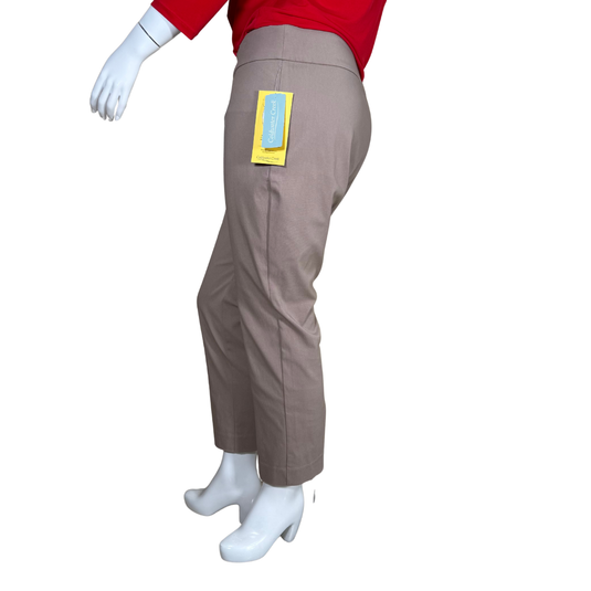 Brown pants on a mannequin with a white background