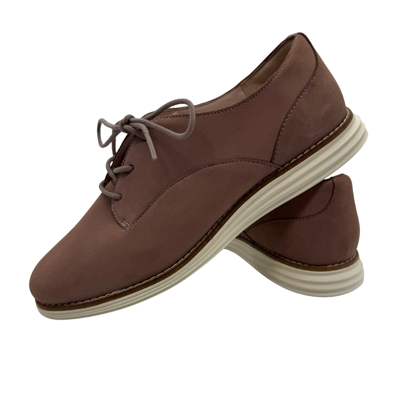 Load image into Gallery viewer, Cole Haan Mauve Suede Oxford Flats
