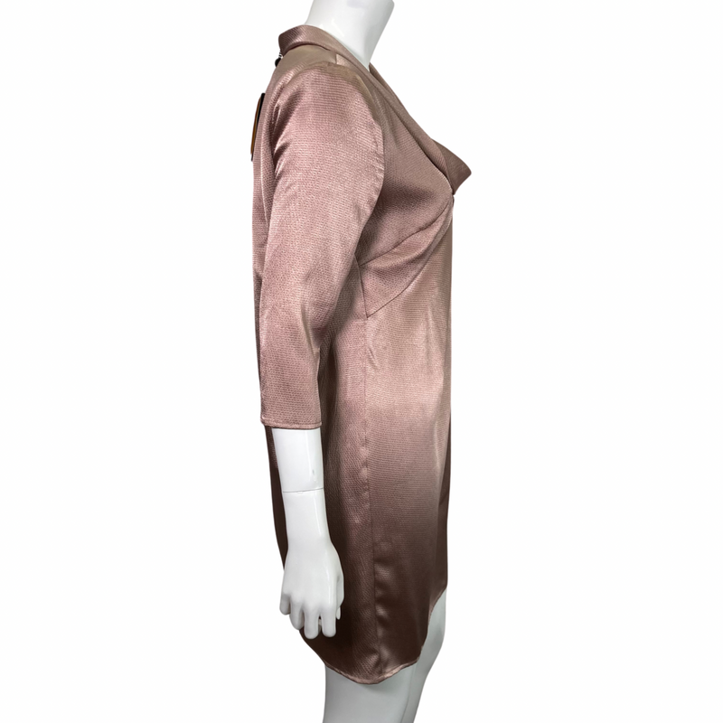 Load image into Gallery viewer, ABS by Allen Schwartz Luxurious Bronze dress side view full length 
