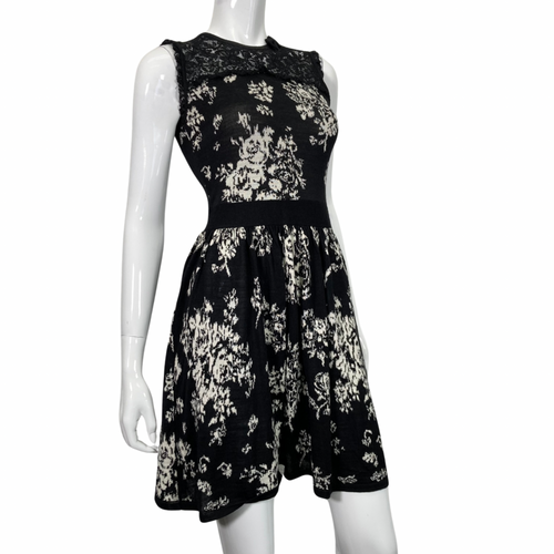 Red Valentino Fit and Flare Black Knitted Dress front view on mannequin