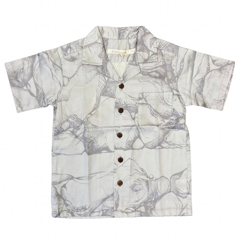 Load image into Gallery viewer, Gray Pohaku Aloha Shirt &amp; Shorties
