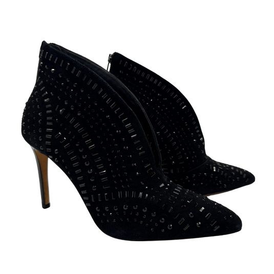 Donald J Pliner Black High Heel Ankle Boots with Gems