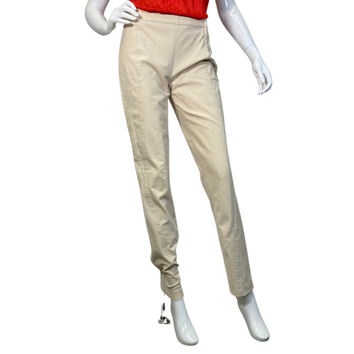 Donna Karan Beige Pants pair of beige, high-waisted slim-fit pants designed for comfort and style - front view