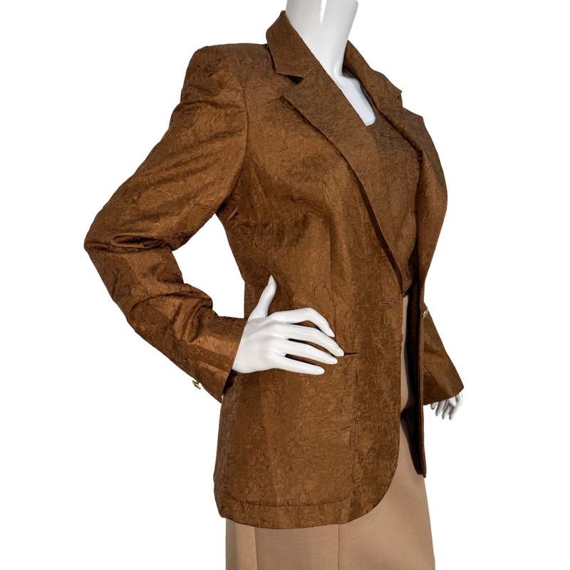 Load image into Gallery viewer, Donna Karan Brown Textured Tank Top &amp; Blazer Jacket Set
