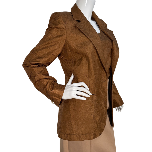 Donna Karan Brown Textured Tank Top & Blazer Jacket Set