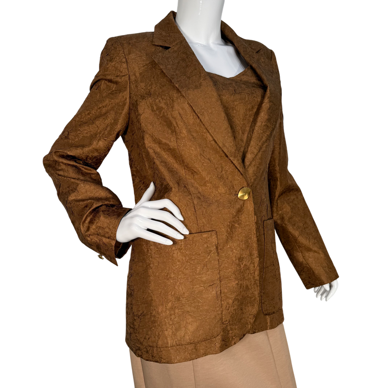 Load image into Gallery viewer, Donna Karan Brown Textured Tank Top &amp; Blazer Jacket Set
