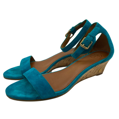 Turquoise Wedge Sandals (8)