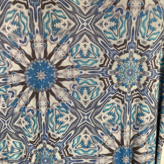 Deborah Viereck 33 Butterflies Blue Kaleidoscope Wrap Dress close up
