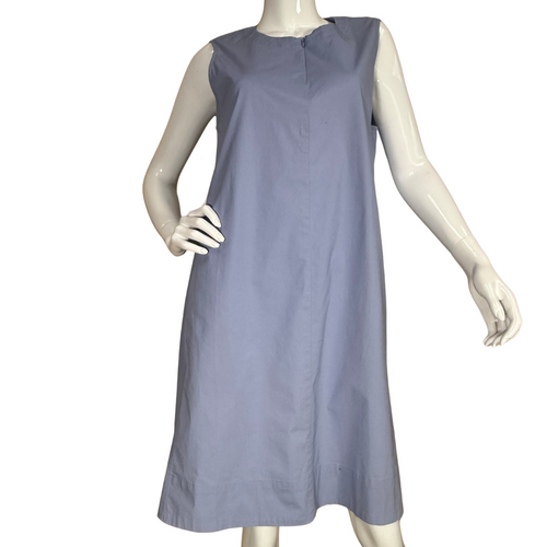 simple yet elegant donated Eileen Fisher Organic Cotton Sleeveless Light Blue Dress is sleeveless and designed for comfort and versatility
