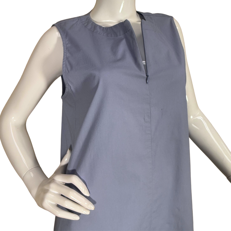 Load image into Gallery viewer, simple yet elegant donated Eileen Fisher Organic Cotton Sleeveless Light Blue Dress is sleeveless and designed for comfort and versatility
