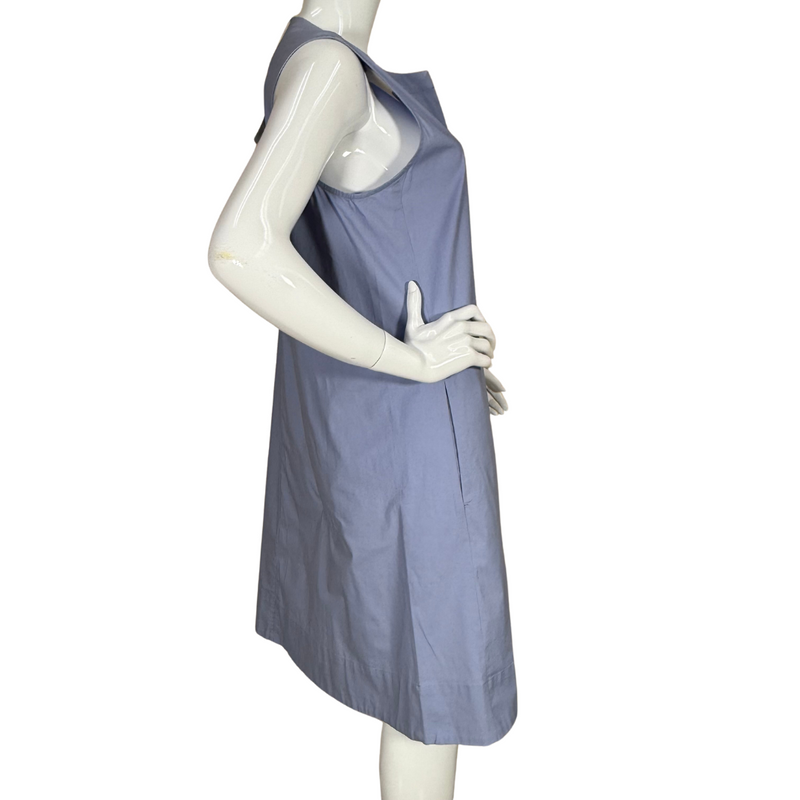 Load image into Gallery viewer, simple yet elegant donated Eileen Fisher Organic Cotton Sleeveless Light Blue Dress is sleeveless and designed for comfort and versatility
