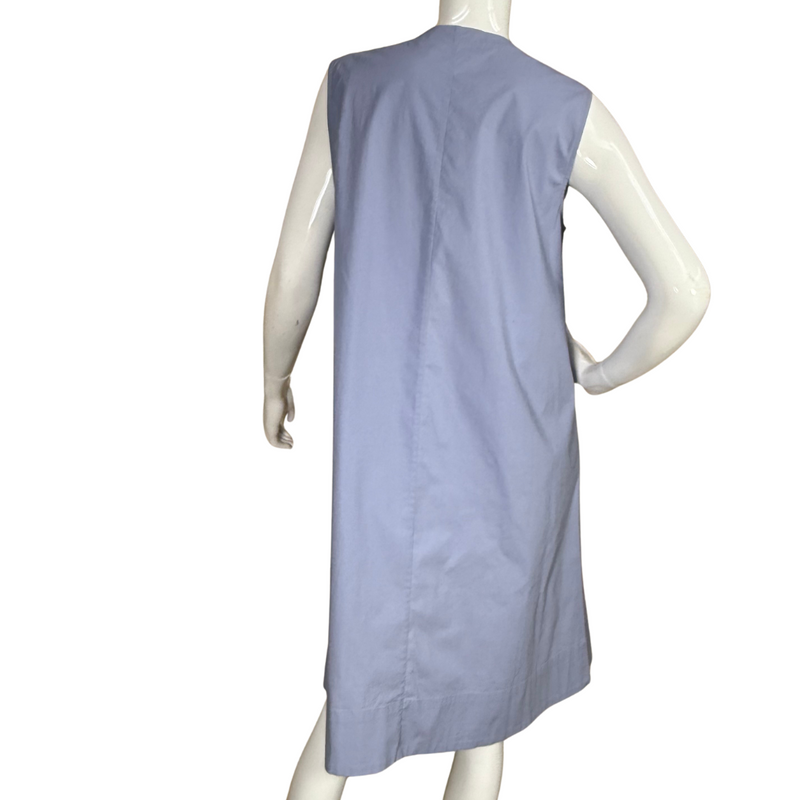 Load image into Gallery viewer, simple yet elegant donated Eileen Fisher Organic Cotton Sleeveless Light Blue Dress is sleeveless and designed for comfort and versatility
