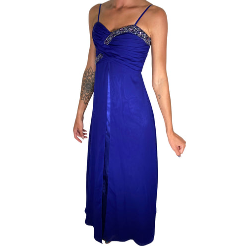 Adrianna Papell Royal Blue Beaded Formal Dress