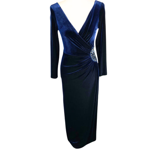 Teri Jon Velvet Blue Dress