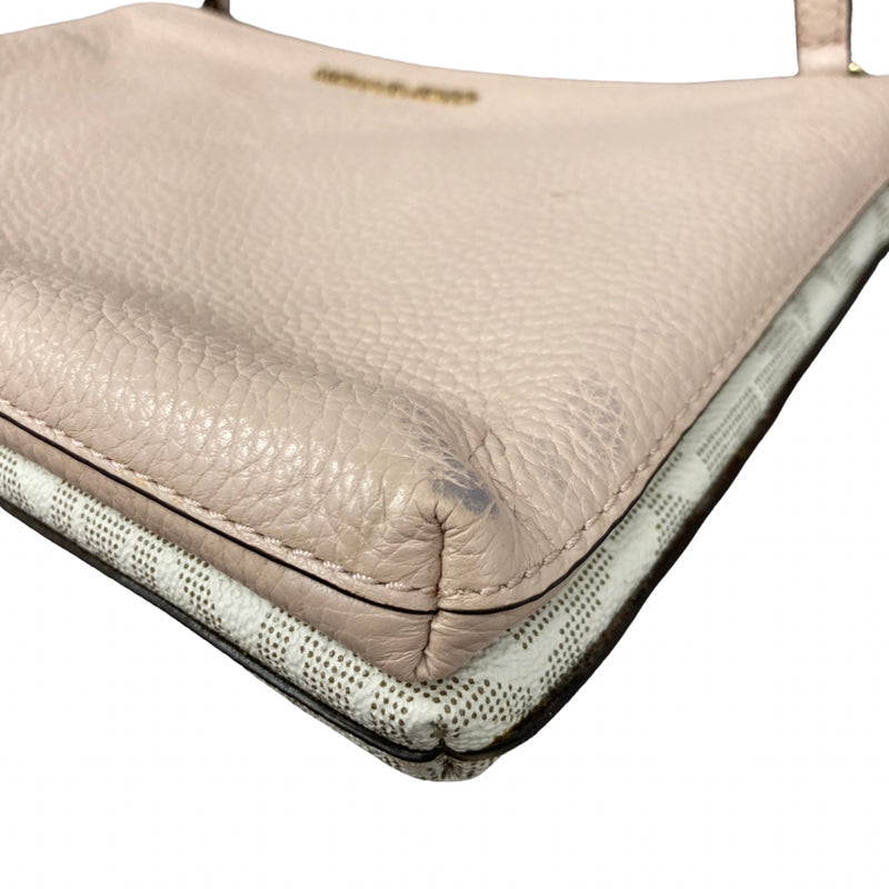 Load image into Gallery viewer, Michael Kors Pink and White Crossbody Purse detail view

