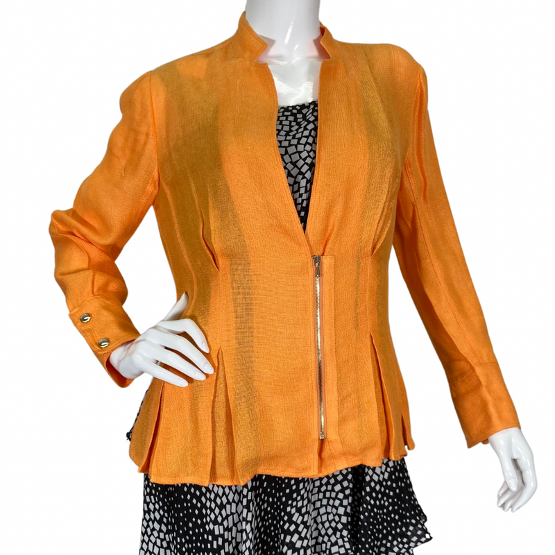 Load image into Gallery viewer,  Per Se Orange Light Jacket is a vibrant and stylish outer layer that adds a pop of color to any ensemble - front view
