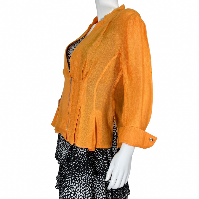 Load image into Gallery viewer,  Per Se Orange Light Jacket is a vibrant and stylish outer layer that adds a pop of color to any ensemble - side view
