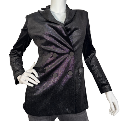 Imperial Black Shimmery Metalic Blazer Jacket