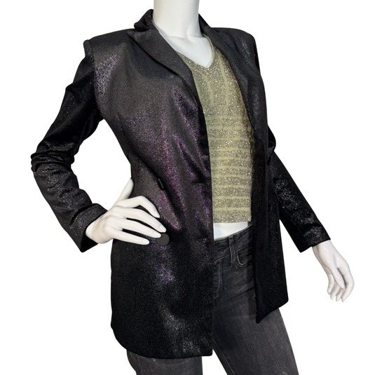 Imperial Black Shimmery Metalic Blazer Jacket