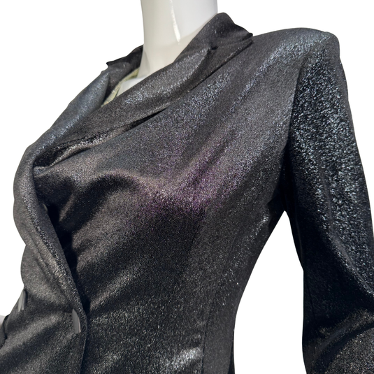 Imperial Black Shimmery Metalic Blazer Jacket