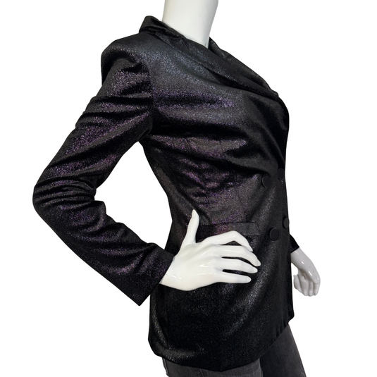 Imperial Black Shimmery Metalic Blazer Jacket