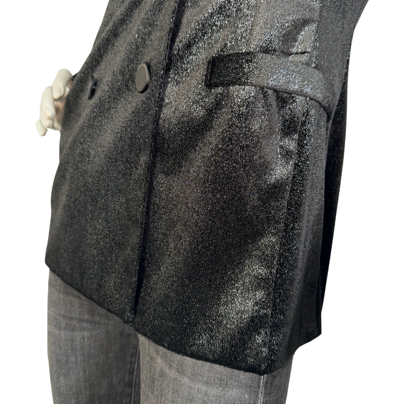 Load image into Gallery viewer, Imperial Black Shimmery Metalic Blazer Jacket
