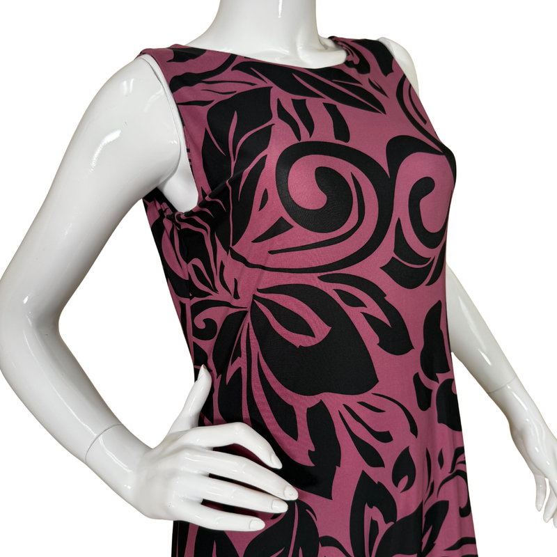 Load image into Gallery viewer, Mannequin wearing a pink dress with black floral pattern on a white background
