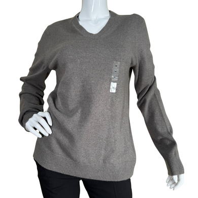 donated J+ Jill Sander Gray Cashmere V-neck Sweater offers both comfort and style with its classic design.