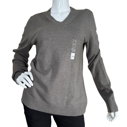 donated J+ Jill Sander Gray Cashmere V-neck Sweater offers both comfort and style with its classic design.