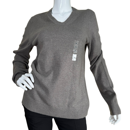 donated J+ Jill Sander Gray Cashmere V-neck Sweater offers both comfort and style with its classic design.