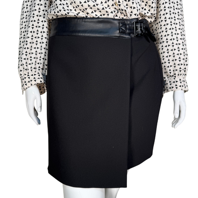 Karl Lagerfeld Black Skirt with Leather Hem