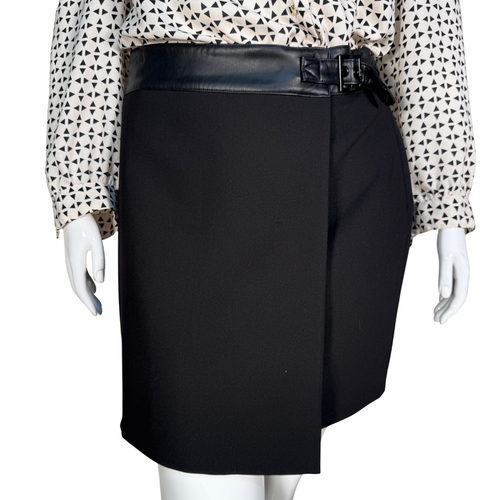 Karl Lagerfeld Black Skirt with Leather Hem